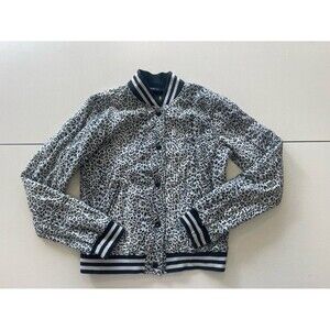R13 Leopard Print Shrunken Roadie Jacket Black White Small